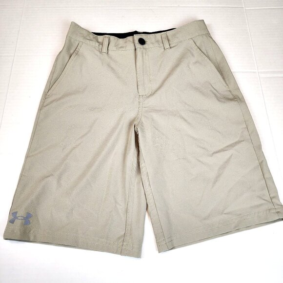 Under Armour boy sz 14 khaki performance shorts golf activewear preppy - Picture 1 of 9